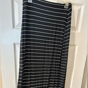 Black and white stripe maxi skirt